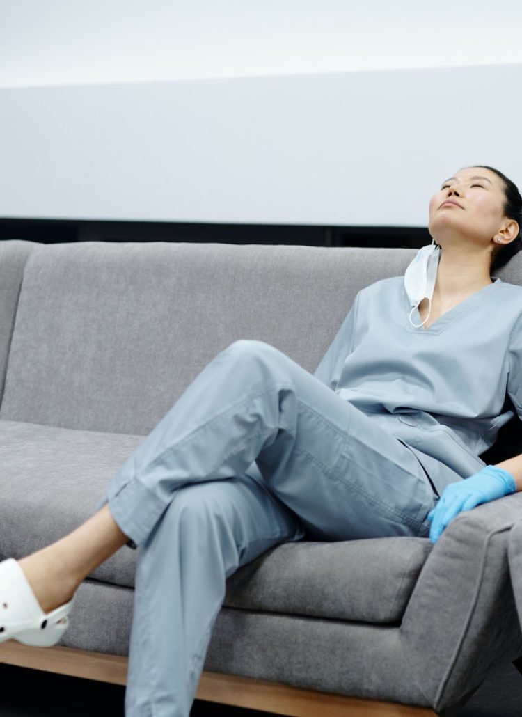 A travel nurse feeling stressed